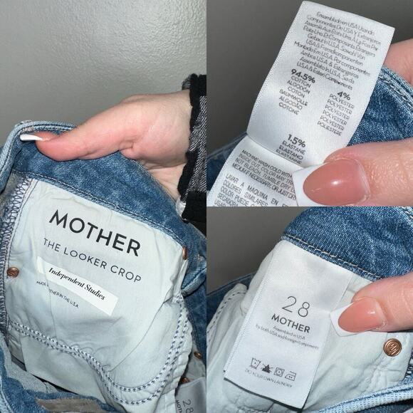 Mother The Looker Crop Skinny Jeans Independent Studies Blue Size 28 No Holes - Picture 4 of 6